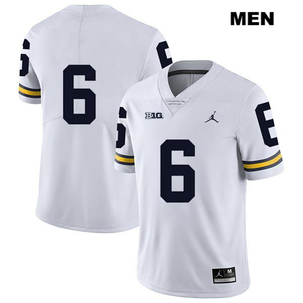Men's NCAA Michigan Wolverines Cornelius Johnson #6 No Name White Jordan Brand Authentic Stitched Legend Football College Jersey QJ25W35GQ